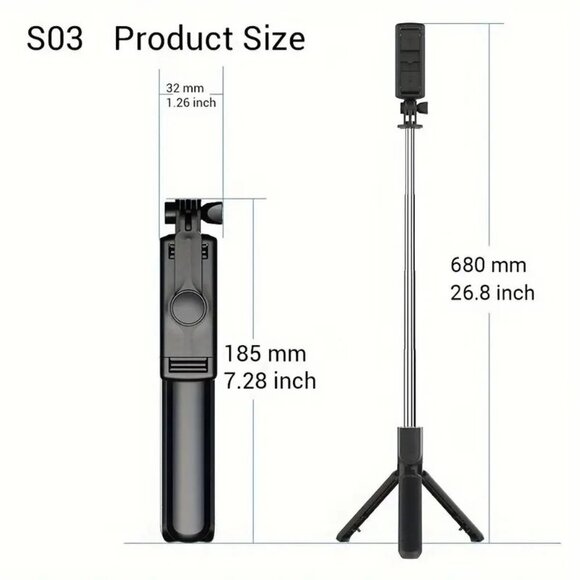 Extendable Selfie Stick Tripod Stand with Wireless Remote for iPhone & Android - Picture 7 of 7